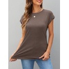 image:imageAUTOMET Womens Cap Sleeve Shirts Summer Soft Business Casual Tops for WorkCoffeegrey