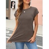 image:imageAUTOMET Womens Cap Sleeve Shirts Summer Soft Business Casual Tops for WorkCoffeegrey