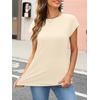 image:imageAUTOMET Womens Cap Sleeve Shirts Summer Soft Business Casual Tops for WorkCream