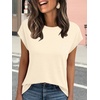 image:imageAUTOMET Womens Cap Sleeve Shirts Summer Soft Business Casual Tops for WorkCream