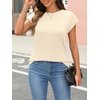 image:imageAUTOMET Womens Cap Sleeve Shirts Summer Soft Business Casual Tops for WorkCream