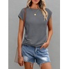 image:imageAUTOMET Womens Cap Sleeve Shirts Summer Soft Business Casual Tops for WorkDarkgrey