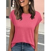 image:imageAUTOMET Womens Cap Sleeve Shirts Summer Soft Business Casual Tops for WorkHotpink