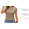 image:imageAUTOMET Womens Cap Sleeve Shirts Summer Soft Business Casual Tops for WorkKhaki