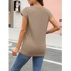 image:imageAUTOMET Womens Cap Sleeve Shirts Summer Soft Business Casual Tops for WorkKhaki