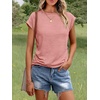 image:imageAUTOMET Womens Cap Sleeve Shirts Summer Soft Business Casual Tops for WorkPink