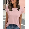 image:imageAUTOMET Womens Cap Sleeve Shirts Summer Soft Business Casual Tops for WorkPink