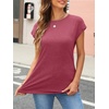 image:imageAUTOMET Womens Cap Sleeve Shirts Summer Soft Business Casual Tops for WorkRed