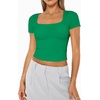 image:imageAUTOMET Womens Double Lined Short Sleeve Square Neck Crop TopGreen
