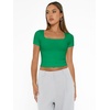 image:imageAUTOMET Womens Double Lined Short Sleeve Square Neck Crop TopGreen