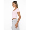 image:imageAUTOMET Womens Double Lined Short Sleeve Square Neck Crop TopPink