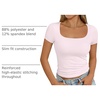 image:imageAUTOMET Womens Double Lined Short Sleeve Square Neck Crop TopPink