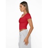 image:imageAUTOMET Womens Double Lined Short Sleeve Square Neck Crop TopRed
