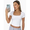 image:imageAUTOMET Womens Double Lined Short Sleeve Square Neck Crop TopWhite