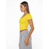 image:imageAUTOMET Womens Double Lined Short Sleeve Square Neck Crop TopYellow