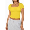 image:imageAUTOMET Womens Double Lined Short Sleeve Square Neck Crop TopYellow