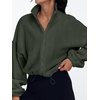 image:imageAUTOMET Womens Fleece Jackets Zip Up Oversized Cropped SweatshirtsArmygreen