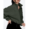 image:imageAUTOMET Womens Fleece Jackets Zip Up Oversized Cropped SweatshirtsArmygreen