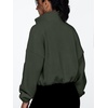 image:imageAUTOMET Womens Fleece Jackets Zip Up Oversized Cropped SweatshirtsArmygreen