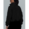 image:imageAUTOMET Womens Fleece Jackets Zip Up Oversized Cropped SweatshirtsBlack