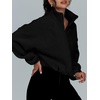 image:imageAUTOMET Womens Fleece Jackets Zip Up Oversized Cropped SweatshirtsBlack