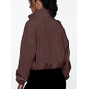 image:imageAUTOMET Womens Fleece Jackets Zip Up Oversized Cropped SweatshirtsBrown