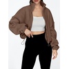 image:imageAUTOMET Womens Fleece Jackets Zip Up Oversized Cropped SweatshirtsCoffee