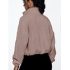image:imageAUTOMET Womens Fleece Jackets Zip Up Oversized Cropped SweatshirtsCoffeegrey