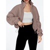 image:imageAUTOMET Womens Fleece Jackets Zip Up Oversized Cropped SweatshirtsCoffeegrey