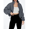 image:imageAUTOMET Womens Fleece Jackets Zip Up Oversized Cropped SweatshirtsDustyblue