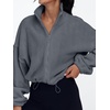 image:imageAUTOMET Womens Fleece Jackets Zip Up Oversized Cropped SweatshirtsDustyblue