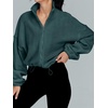 image:imageAUTOMET Womens Fleece Jackets Zip Up Oversized Cropped SweatshirtsGreen