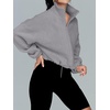image:imageAUTOMET Womens Fleece Jackets Zip Up Oversized Cropped SweatshirtsGrey