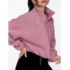 image:imageAUTOMET Womens Fleece Jackets Zip Up Oversized Cropped SweatshirtsHotpink