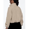 image:imageAUTOMET Womens Fleece Jackets Zip Up Oversized Cropped SweatshirtsKhaki