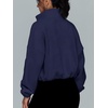 image:imageAUTOMET Womens Fleece Jackets Zip Up Oversized Cropped SweatshirtsNavy