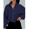 image:imageAUTOMET Womens Fleece Jackets Zip Up Oversized Cropped SweatshirtsNavy