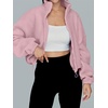 image:imageAUTOMET Womens Fleece Jackets Zip Up Oversized Cropped SweatshirtsPink