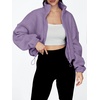 image:imageAUTOMET Womens Fleece Jackets Zip Up Oversized Cropped SweatshirtsPurple