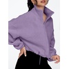 image:imageAUTOMET Womens Fleece Jackets Zip Up Oversized Cropped SweatshirtsPurple