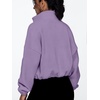 image:imageAUTOMET Womens Fleece Jackets Zip Up Oversized Cropped SweatshirtsPurple