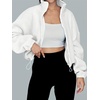 image:imageAUTOMET Womens Fleece Jackets Zip Up Oversized Cropped SweatshirtsWhite