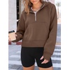image:imageAUTOMET Womens Hoodies Half Zip Up Casual Comfort Fall Clothes 2026Brown