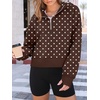 image:imageAUTOMET Womens Hoodies Half Zip Up Casual Comfort Fall Clothes 2026Brown White Spots