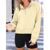 image:imageAUTOMET Womens Hoodies Half Zip Up Casual Comfort Fall Clothes 2026Butter Yellow