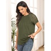 image:imageAUTOMET Womens Lace Short Sleeve Tops Business Casual Outfits Work ShirtsArmy Green