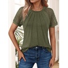 image:imageAUTOMET Womens Lace Short Sleeve Tops Business Casual Outfits Work ShirtsArmy Green