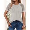 image:imageAUTOMET Womens Lace Short Sleeve Tops Business Casual Outfits Work ShirtsBeige