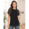 image:imageAUTOMET Womens Lace Short Sleeve Tops Business Casual Outfits Work ShirtsBlack