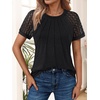 image:imageAUTOMET Womens Lace Short Sleeve Tops Business Casual Outfits Work ShirtsBlack
